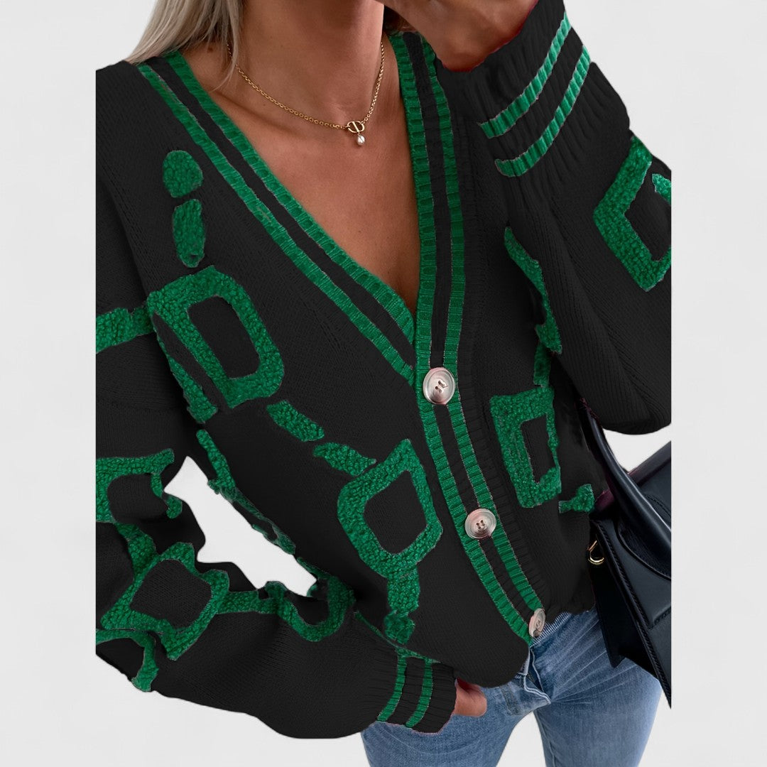 Cristine - Sweter Kardigan z Dzianiny