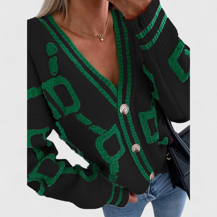 Cristine - Sweter Kardigan z Dzianiny