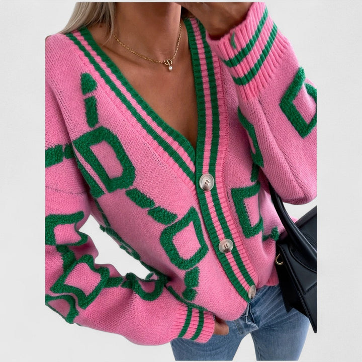 Cristine - Sweter Kardigan z Dzianiny