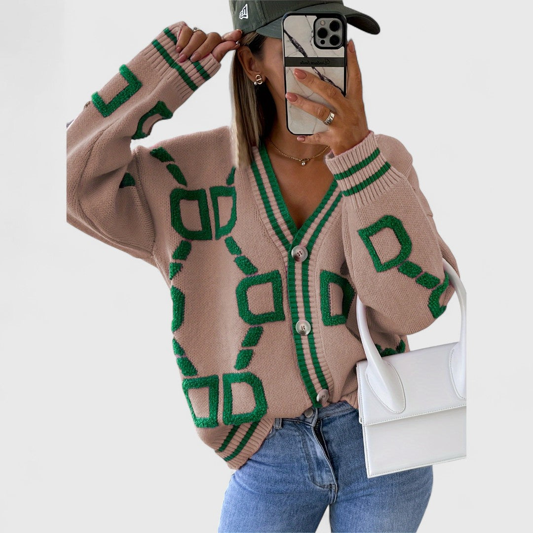 Cristine - Sweter Kardigan z Dzianiny