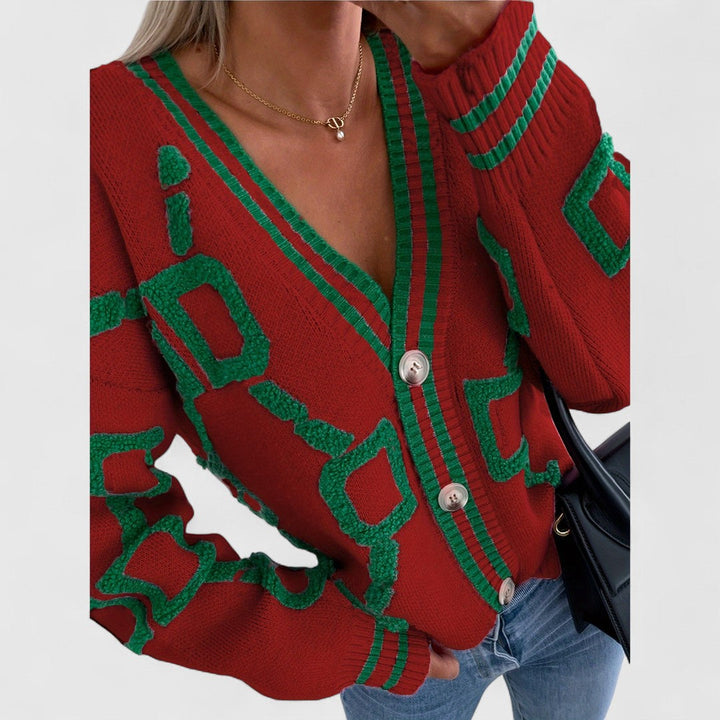 Cristine - Sweter Kardigan z Dzianiny