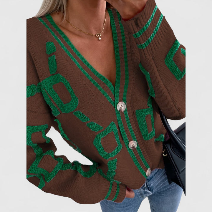 Cristine - Sweter Kardigan z Dzianiny