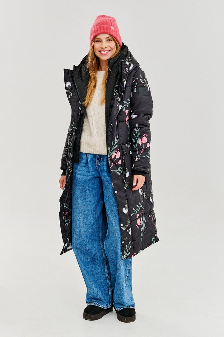 ROSA – Zimowa Kurtka z Subtelnym Kwiatowym Wzorem