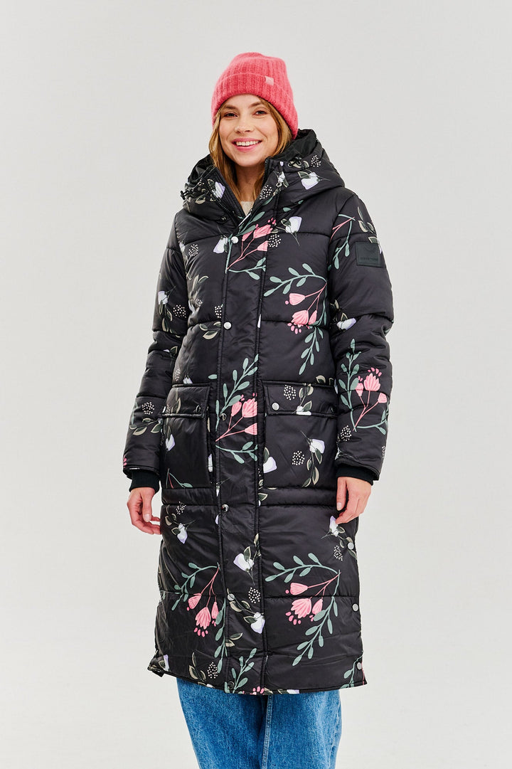 ROSA – Zimowa Kurtka z Subtelnym Kwiatowym Wzorem