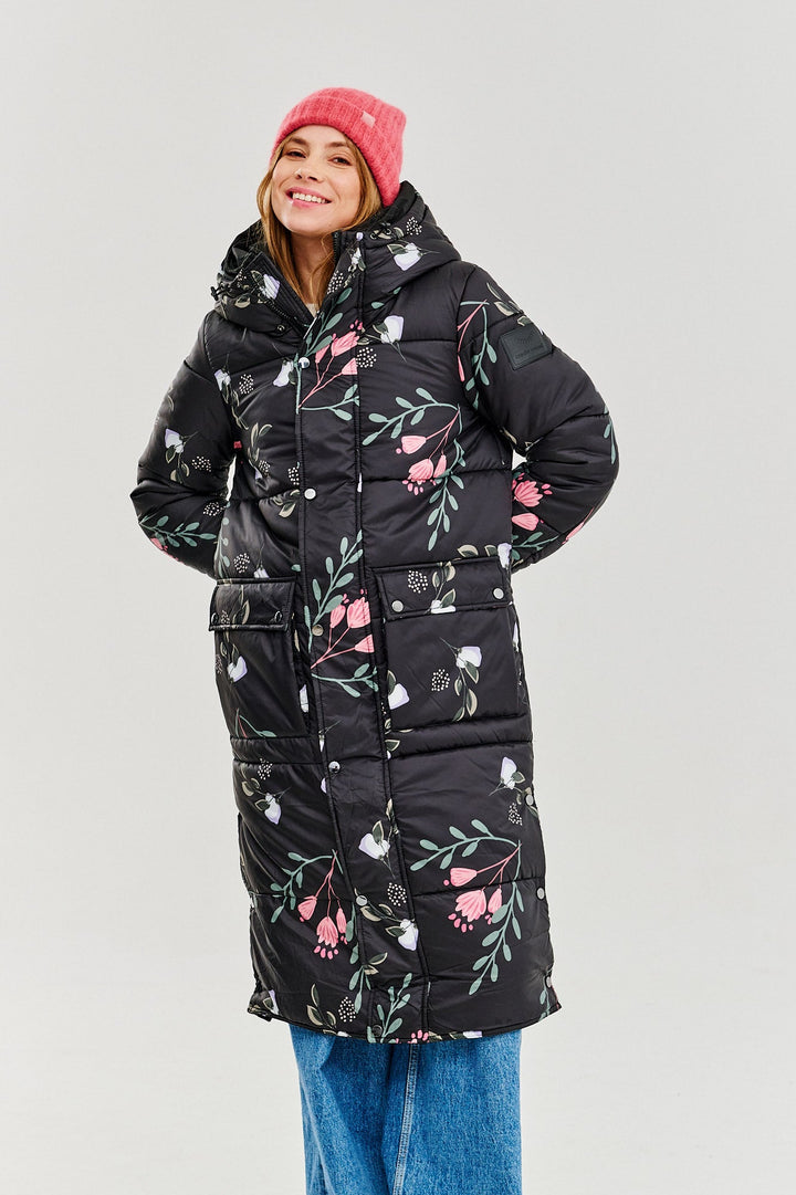 ROSA – Zimowa Kurtka z Subtelnym Kwiatowym Wzorem