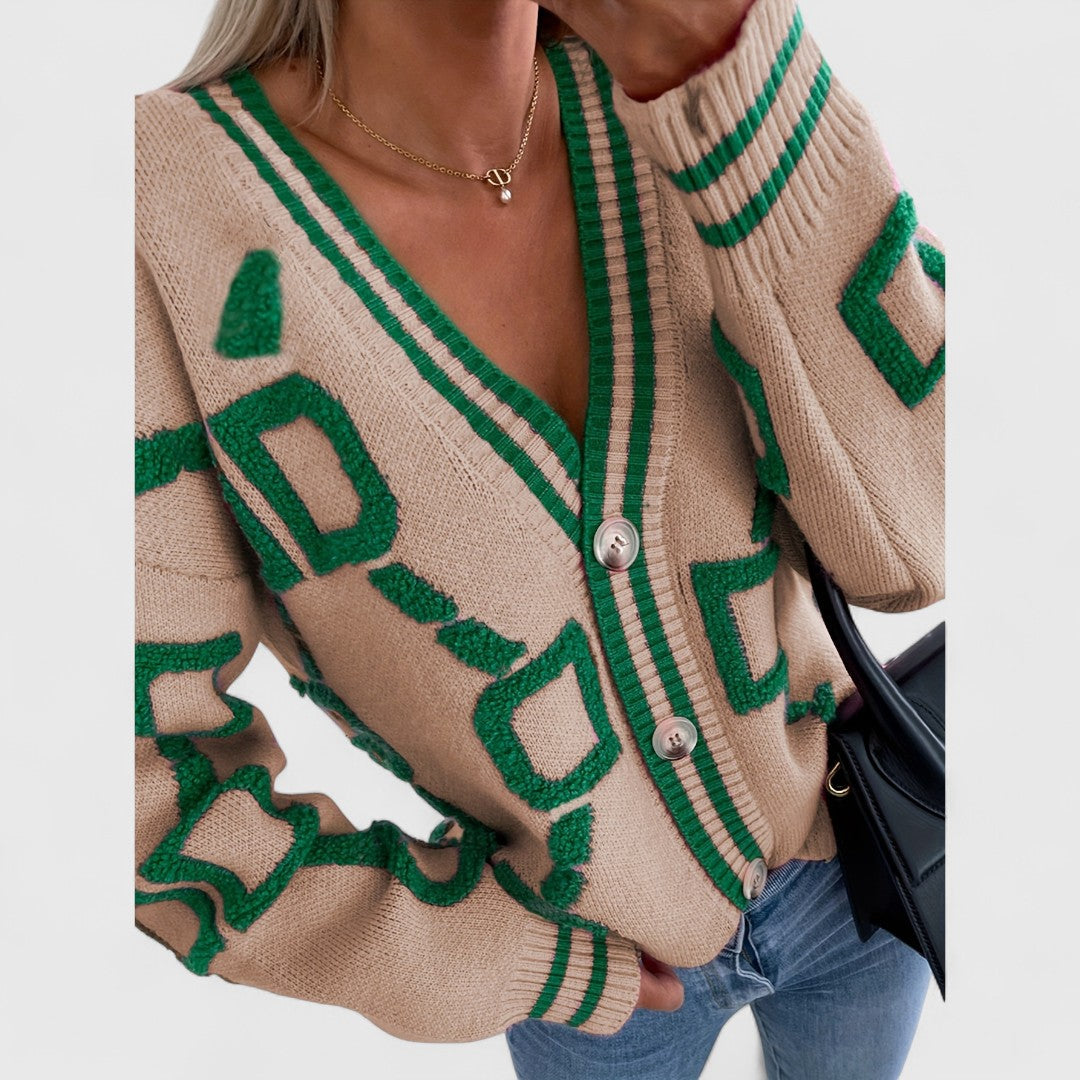 Cristine - Sweter Kardigan z Dzianiny