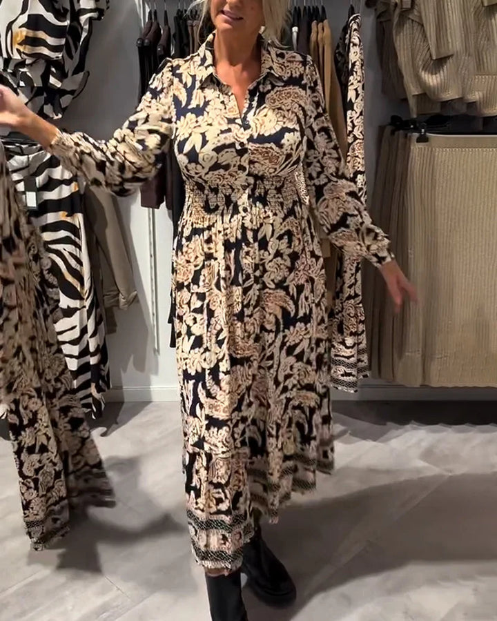 EWALINA | Stylowa wzorzysta sukienka na sezon jesienny