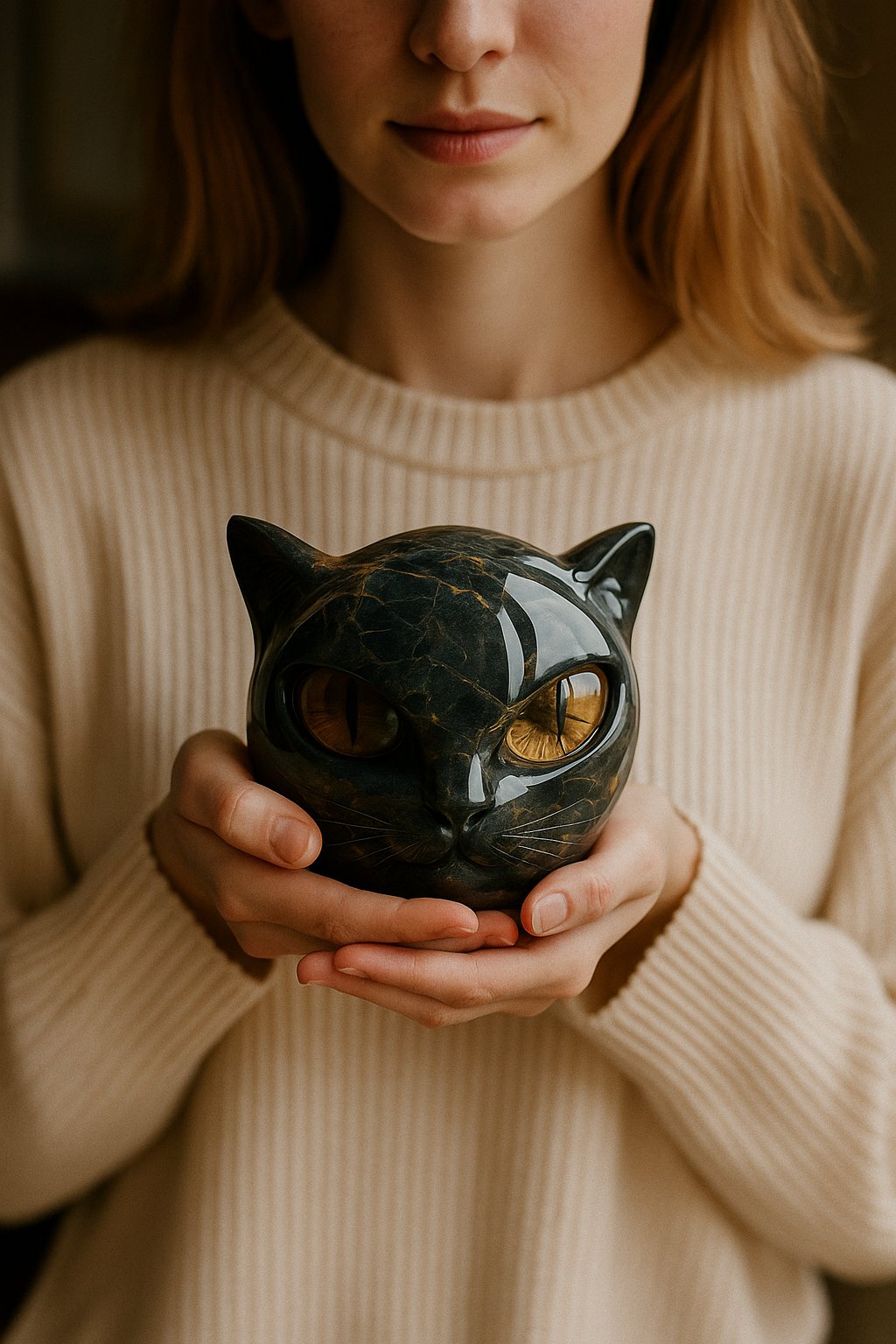 🔥OSTATNI DZIEŃ 50% ZNIŻKI - Akcent rezydencji i wyrafinowane arcydzieło - rzeźba czarnego kota 